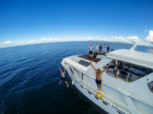 MV Matusadona housboat kariba swimming in the open waters